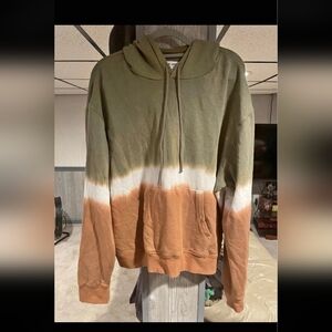 Olive and Brown Men's Hoodie Sweater
